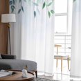 thumbnail image 4 of Watercolor Leaves Semi Sheer Curtains 84 Inch Length 2 Panels Set, Spring Botanical Eucalyptus Leaves Sheer Kitchen Curtain Privacy Voile Window Curtain for Living Room Bedroom Rod Pocket Drapes, 4 of 7