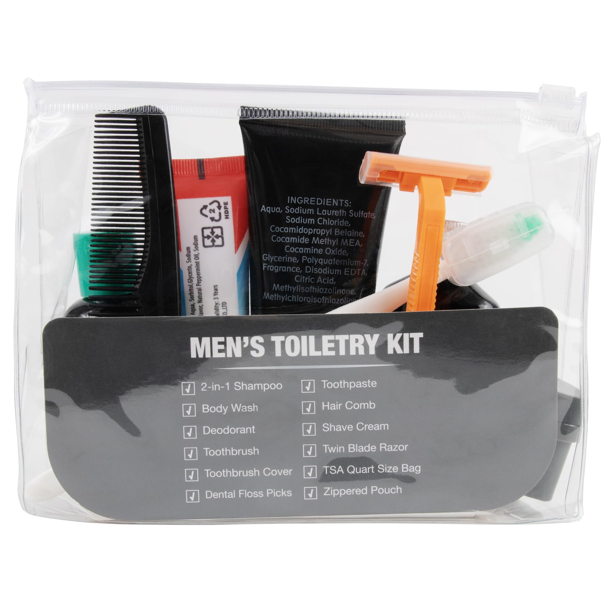 25 Pack of Bulk Wholesale 13 Piece Travel Size Hygiene Toiletry Kits Containing Shampoo, Conditioner, Body Wash, Toothbrush, Toothpaste, Deodorant, Hair Comb & More for Homeless Charity Donation