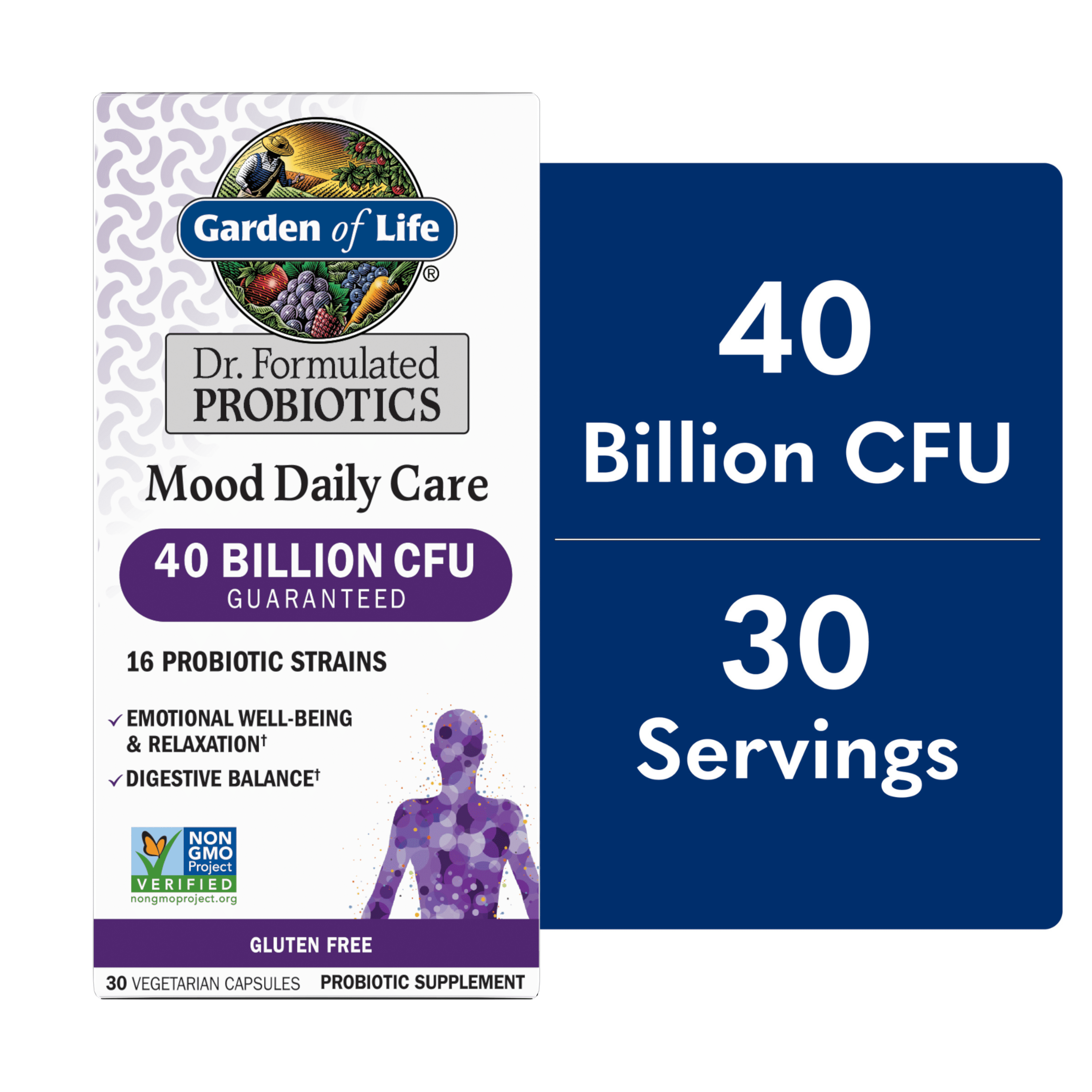 Garden of Life Dr. Formulated Mood Probiotic Capsules, 40 Billion CFU, 30 Ct