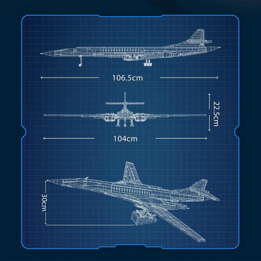 TU-160 Strategic Bomber Aircraft Building Block Set, MOC Large Airplane Brick Model, Military Display Assembly Kit
