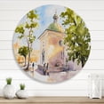 thumbnail image 2 of Designart 'People At Rustic Church In The Village' Country Circle Metal Wall Art 11x11 - Disc of 11, 2 of 5