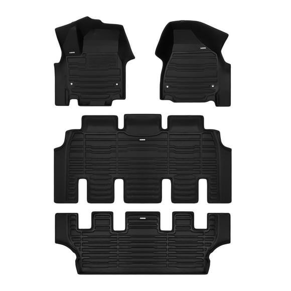 TuxMat - pour Chrysler Pacifica Hybride 7 Places Édition Limitée Modèles 2021-2026 - Tapis de Voiture Personnalisés - Couverture Maximale, Toutes Saisons, Mesurés au Laser - Cet Ensemble Complet Comprend les Rangées 1re, 2e et 3e
