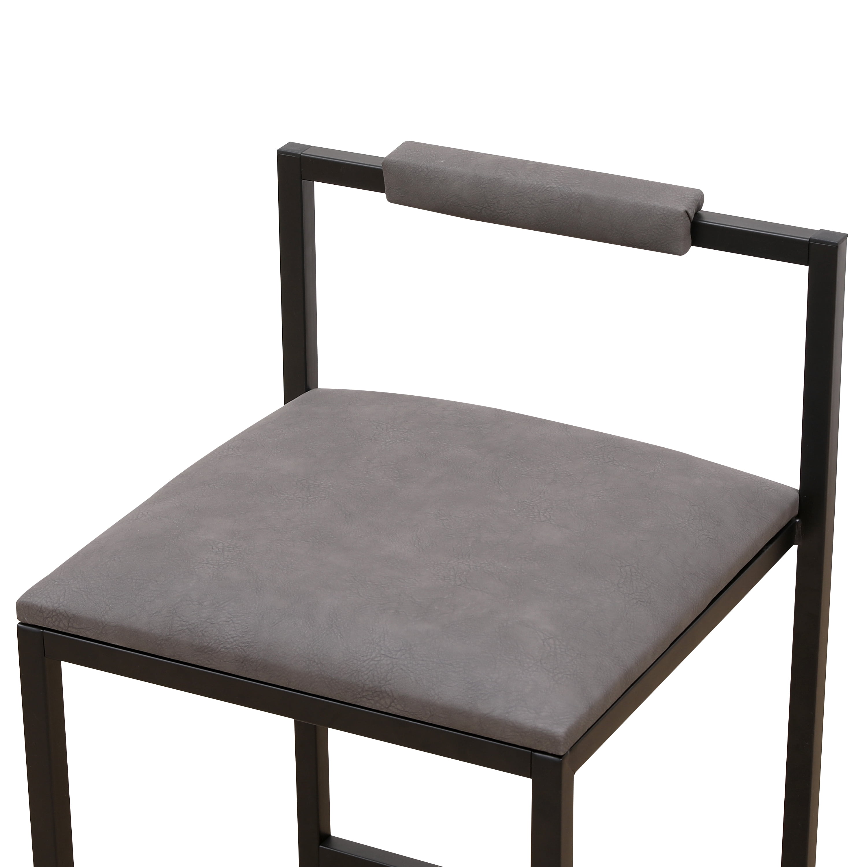 Miniyam 32" Bar Stools, Set of 2 Upholstered Barstools with Back, Faux Leather Farmhouse Bar Chairs Island Stools,Gray