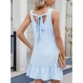 thumbnail image 2 of Women's tied back ruched ruffled tank dress with sheer yet opaque stretch 100% Polyester fabric for stylish warm days, 2 of 22