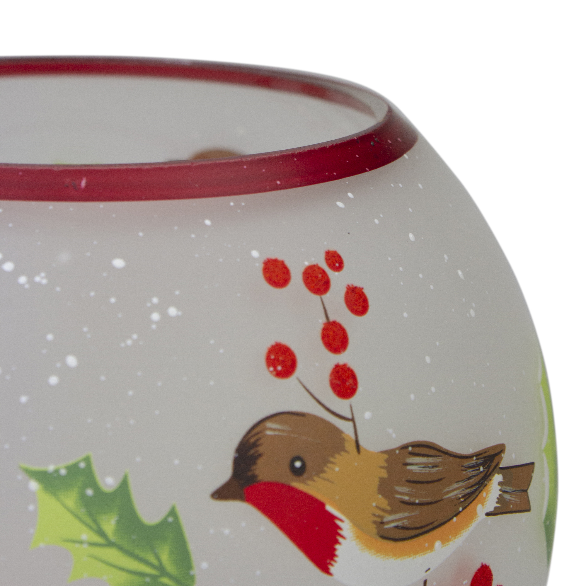Northlight 5-Inch Hand Painted Finches and Pine Flameless Glass Candle Holder - 5"