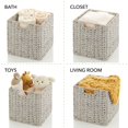 thumbnail image 2 of mDesign Seagrass Woven Kitchen Basket Organizer, Handles, 4 Pack, White Wash, 2 of 7