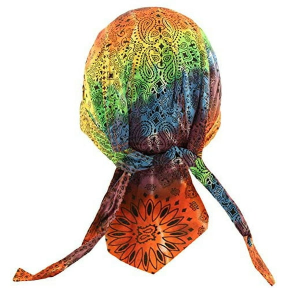 Tie Dye Doo Rag Rianbow 1960s Hippie Bandana Skull Cap Durag