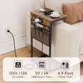 thumbnail image 5 of C Shaped End Table with Charging Station, Set of 2, 28" Tall Side for Couch, Small Slide Under Sofa with Storage Bag for Small Spaces, TV Tray Arm for Living Room, 5 of 18
