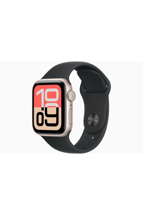 Restored Apple Watch SE 3 - GPS + Cellular - 40MM Starlight Aluminum Case with Black Sport Band - S/M (Refurbished)