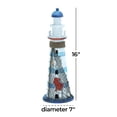 thumbnail image 4 of 7" x 16" Blue Wood Light House Sculpture with Netting, by DecMode, 4 of 10