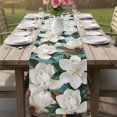 thumbnail image 4 of Magnolia Blossom Table Runner 70 Inches, Spring White Floral Flowers Farmhouse Green Bed Runner Dresser Scarves Tabletop for Indoor Outdoor Parties/Ceremony/Banquet, 13" x 70", 4 of 9