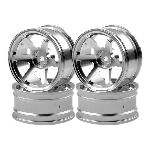 4P Aluminum Alloy6 Spoke Wheel Rim for RC 1/10 On-Road 1052 Drift TE37 ,Silver C5074