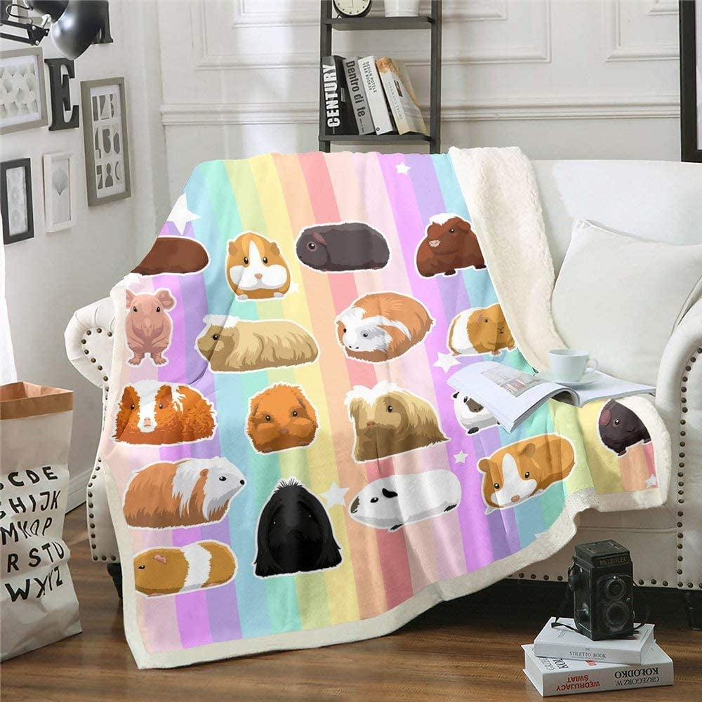 Cartoon Guinea Pig Blanket Throw Sherpa Blanket Sofa Bed Living Room