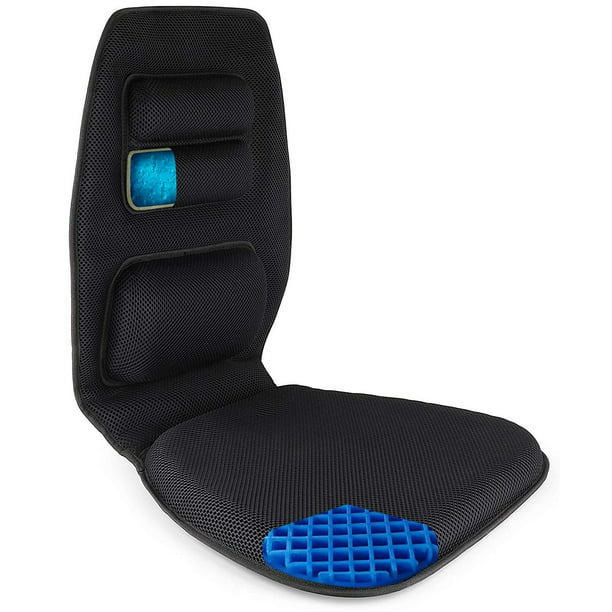 Fomi Premium Gel Cushion And Back Support Seat Pad Upper Lower Thoracic Lumbar Pillow For Car Office Chair Or Home Pressure Sore Coccyx Pain Relief Promotes Healthy Posture - Lumbar Support Auto Seat Cushion