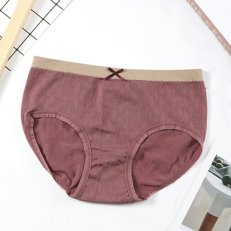 

XIAOFFENN Seamless Underwear For Women Panties For Women Ladies Fresh Style Bow Knot Mid-Waist Girl Briefs Clearance