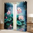 thumbnail image 2 of Homewish Rustic Lotus Blackout Curtains Set of 2 (52x84 Each),Country Lotus Leaves Window Curtains,Pink Green Curtains and Drapes For Girls Kids,Breathable Home Decor, 2 of 6