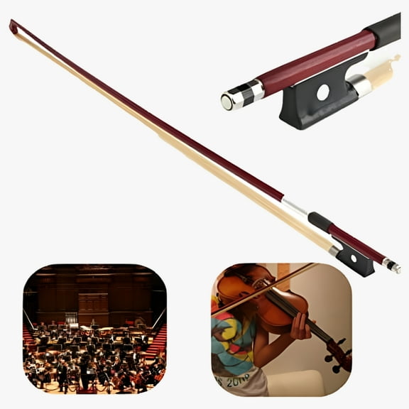 Professional 4/4 Brazilwood Ebony Frog Violin Arbor White Horsehair Violin Bow