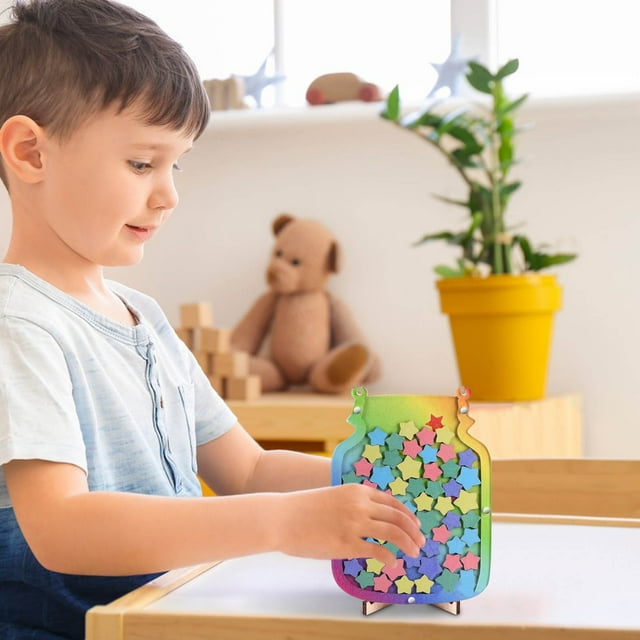 Pot de Prix pour Enfants avec Étoile et Pot de Prix de Classe avec Jetons Réservoir de Stockage Étoile avec Ornements
