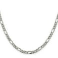 thumbnail image 2 of 925 Sterling Silver Rhodium Plated 4.3mm Pave Flat Figaro Chain Necklace 16 Inch Chain Necklace for Women and Men, 2 of 2