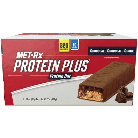 MET-Rx Protein Plus gros morceaux de chocolat au chocolat Barres de protéines, 3,0 oz, 9 count