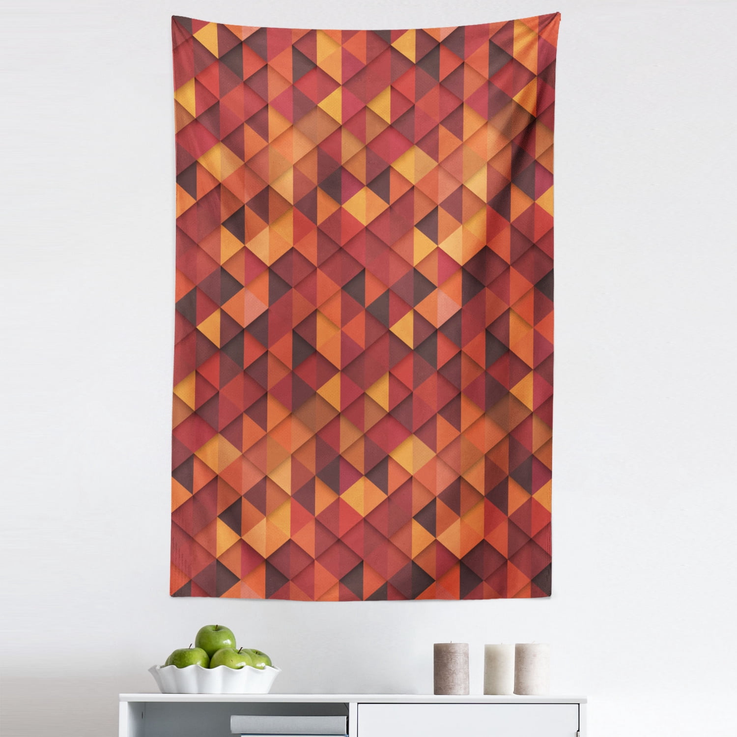 Orange Tapestry, Abstract Vector Retro Pattern of Triangles Modern Art ...