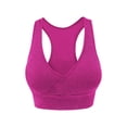 thumbnail image 4 of Wang6 Wireless Sports Bras for Women Seamless Racerback Padded Workout Longline Bras Push up Full Coverage Running Yoga Gym Bralettes Hot Pink S, 4 of 4