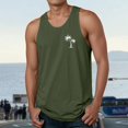 thumbnail image 2 of Mens Tank Tops Plus Size Summer Casual Beach Tank Top Palm Tree Print Vest Undershirt,Army Green,4XL, 2 of 4