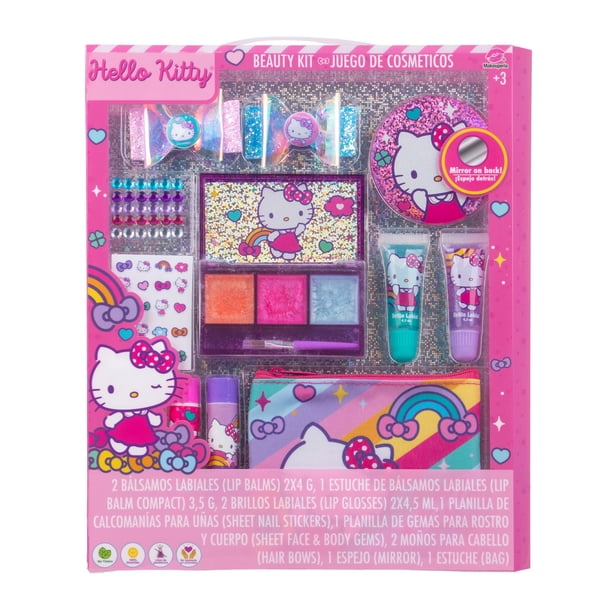 Kit de Belleza Hello Kitty para Niñas con Brillo Labial, Bolsa con Cierre y Espejo, Regalo Original y Divertido - MAKEUPERÍA