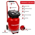 thumbnail image 2 of Craftsman Air Compressor, 10 Gallon Peak 1.8 Horsepower Oil-free Compressor, Max 150 PSI, Vertical Compressor Air Tools, Model: CMXECXA0331042, Red, 2 of 5