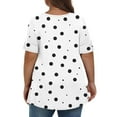 thumbnail image 5 of FDGIU Women's Plus Size Summer Tunic Tops - Loose Short Sleeve V Neck Blouse with Polka Dot Design, Dressy Casual Shirts for Leggings, 5 of 5