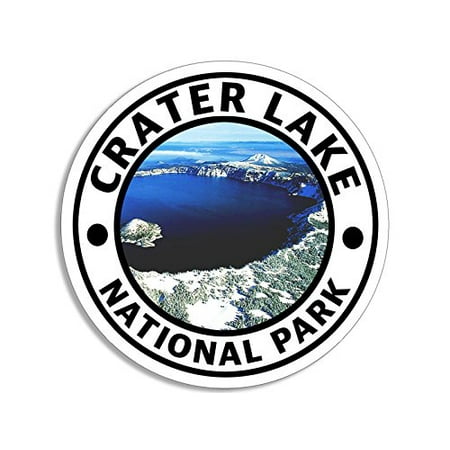 Round CRATER LAKE National Park Sticker (hike travel rv oregon (Best Hikes In Crater Lake National Park)