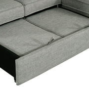 Wren 95 Light Gray Right Facing Sleeper Sectional with Storage Fabric Frame