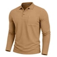thumbnail image 2 of Fengqque Mens Casual Polo Shirt Summer Short Sleeve Vacation Button Beach Stretchy Golf Shirts Khaki XXXL, 2 of 7