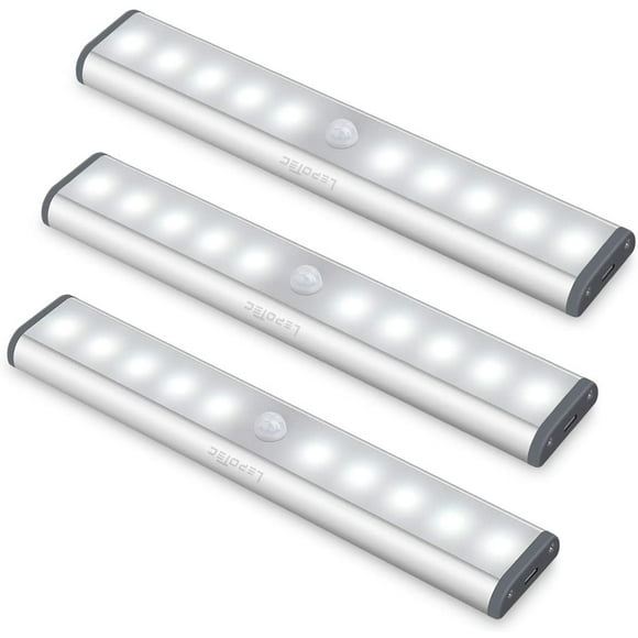 LED Under Cabinet Lighting,Closet Lights Motion Sensor Light Rechargeable Cabinet Lights Wireless LED Kitchen Cabinet Lights Counter Lighting Magnetic Closet Lighting /Warm White Light(3Pack)