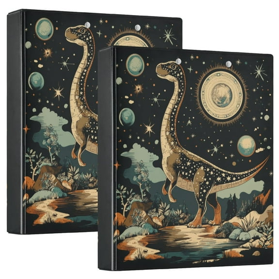FORMRS 3 Ring Binder 1.5 inch with Pockets Set of 2 Clip Board 200 Sheets Capacity, Black Dinosaur