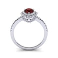 thumbnail image 3 of SuperJeweler 1 Carat Pear Shape Garnet and Double Halo Diamond Ring In Sterling Silver For Women, 3 of 6
