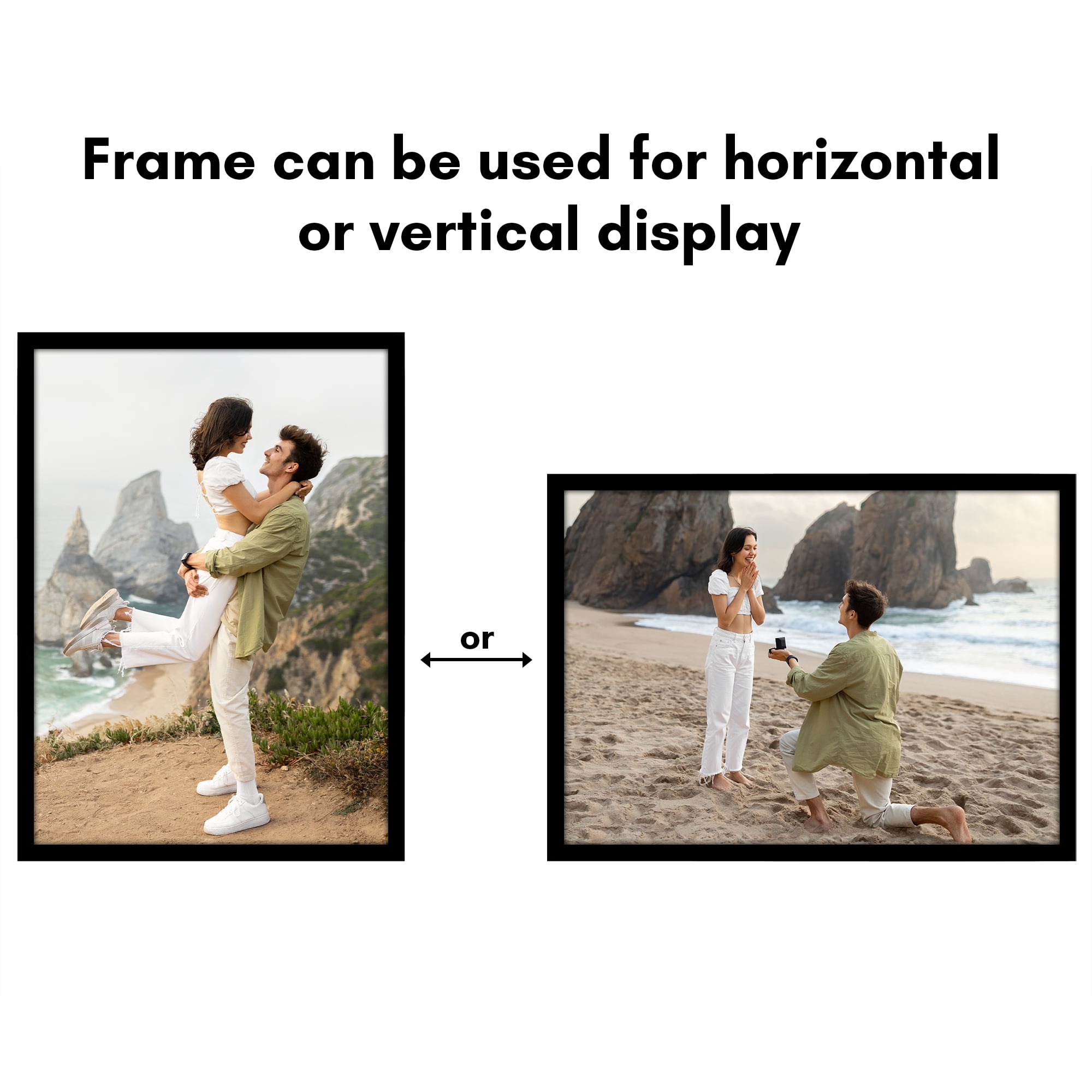 Americanflat 10x14 Picture Frame with Shatter-Resistant Glass Streamline Collection Thin Border Wall - Black