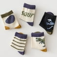 thumbnail image 3 of PENGXIANG Toddler Boys Socks Cotton Kids Dinosaur Pattern 5 Pairs Children, 3 of 9