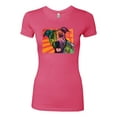thumbnail image 2 of Cute Smiling Neon Pitbull Dog Breed Dog Lover Womens Slim Fit Junior Tee, Hot Pink, Small, 2 of 3