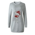 thumbnail image 4 of Christmas Dresses for Women Casual Long Pullover Long Sleeve Round Neck Mini Sweatshirt Dress Sweater Dresses, 4 of 4