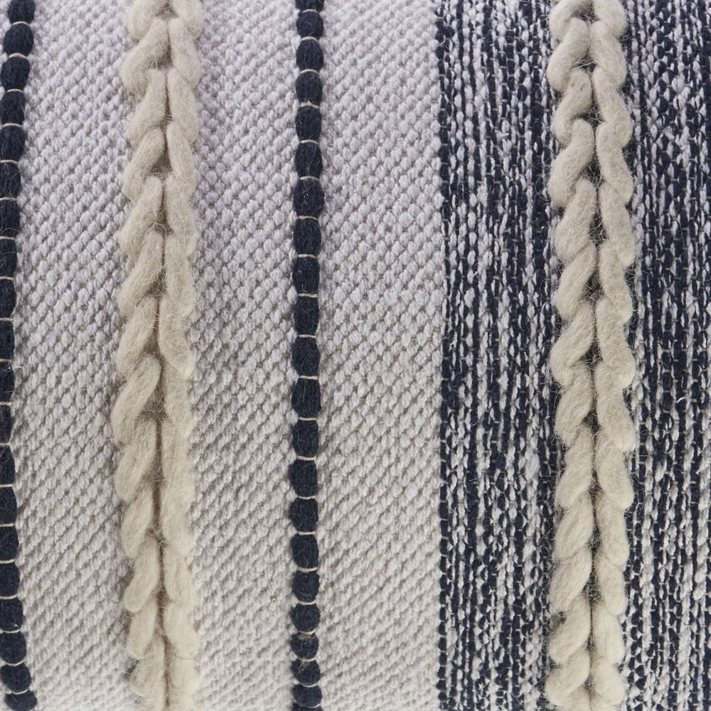 Ox Bay Tessa 14" x 28" White/Navy Striped Adult Decorative Lumbar Throw Pillow