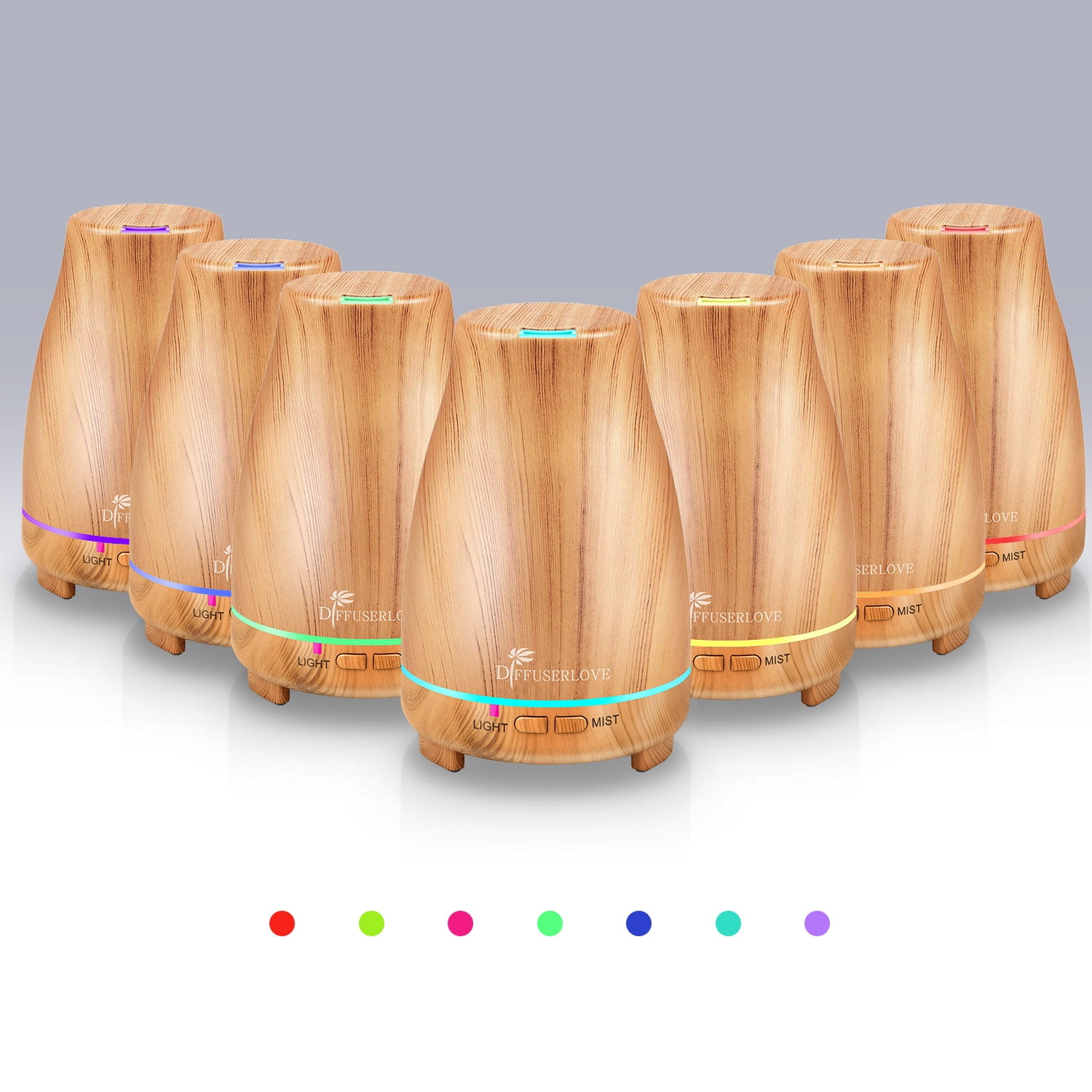 1 Humidifiers For Bedroom, Essential Oil Diffuser, With 6 Bottles of Essential Oil , 7-Color Lighting, Automatic Shut-Off, Home Aromatherapy, Suitable For Bedrooms And Offices