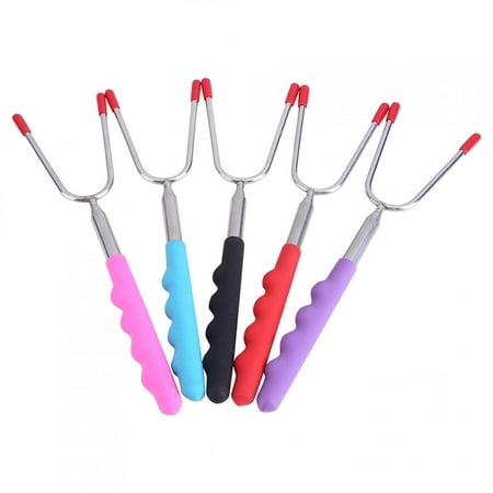 

Zerodis 5Pcs Telescoping BBQ Hot Dog Skewers Forks Roasting Sticks Camping