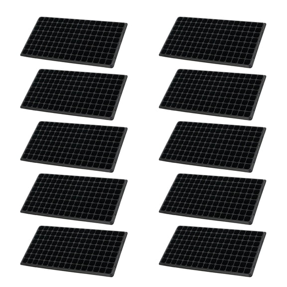 PAMINGONO 10Pcs Black PVC Plants Trays for Pots with 128 Cells Hole Design for Gardeners 21.3*11*2in