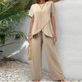 thumbnail image 6 of FNFYFH Womens 2 Piece Sets Short Sleeve Asymmetrical Tops Wide Leg Pants Matching Lounge Sets Summer Loose Casual Travel Outfit, 6 of 6