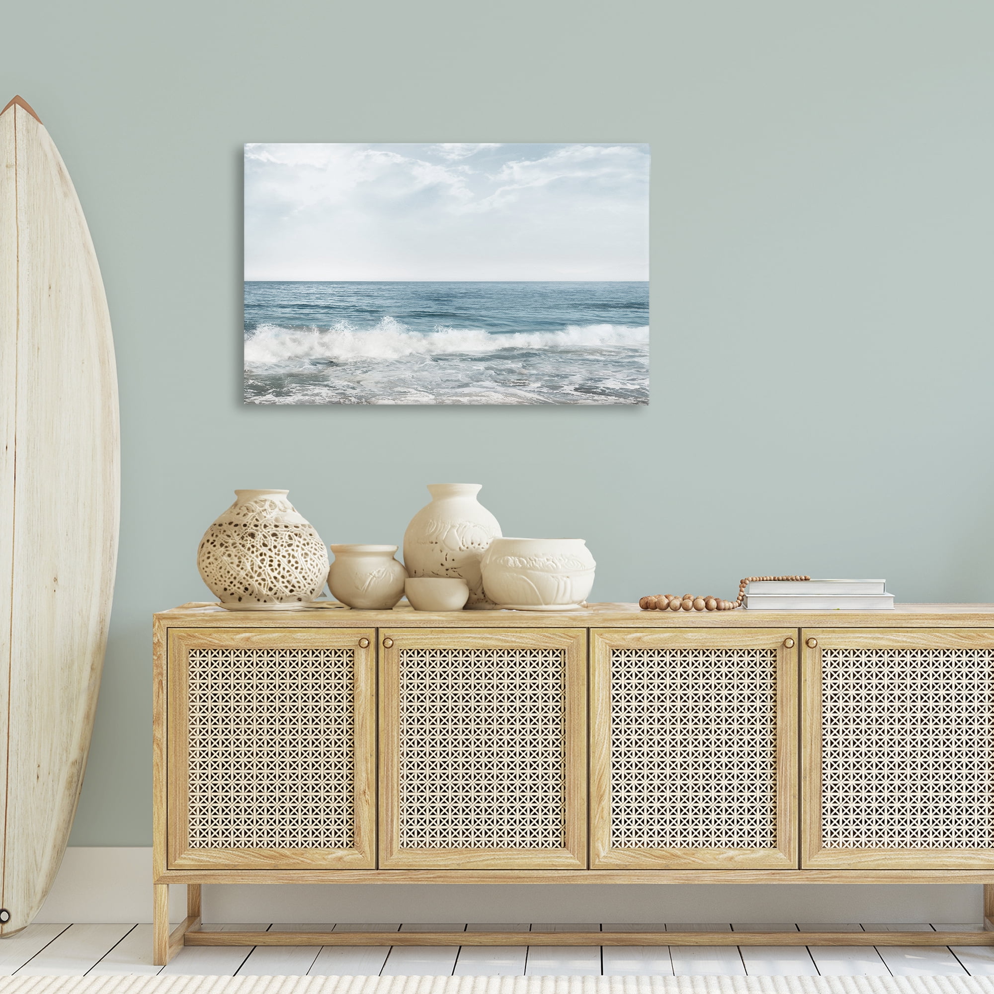 Stupell Industries Splashing Waves Beach Landscape Photography Gallery Wrapped Canvas Art Print Wall Art, 36 x 24
