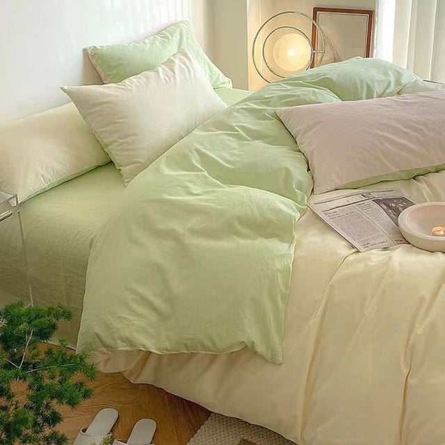 Feltree 4-Piece Full Size Bedding Set for Student Dormitories - Soft and Comfortable Washed Microfiber Sheet Set with 2 Pillowcases