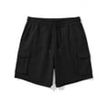 thumbnail image 4 of Mens Shorts Clearance under $10 Drawstring Elastic Waist Casual Solid Shorts with Pocket Short Pants Black L, 4 of 6