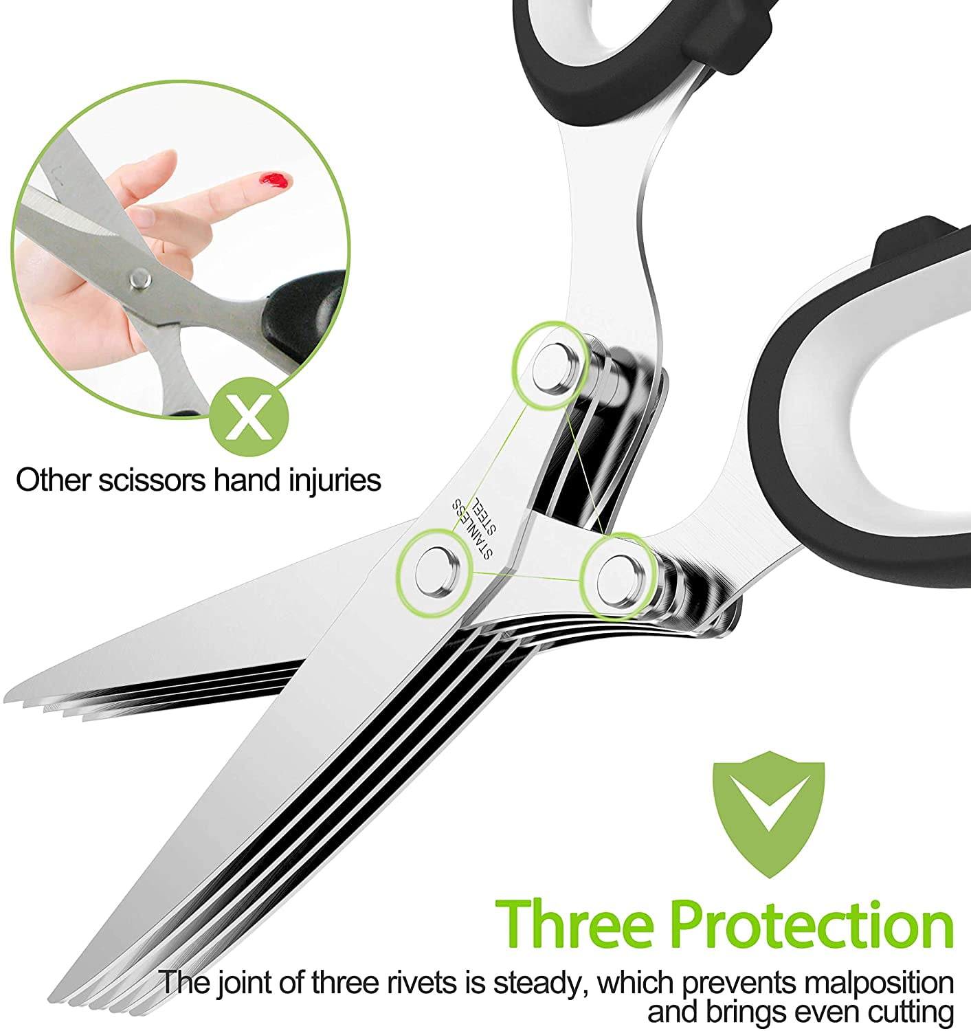 Herb Scissors Set, Kitchen Gadgets for Cutting, Stainless Steel Food Scissors