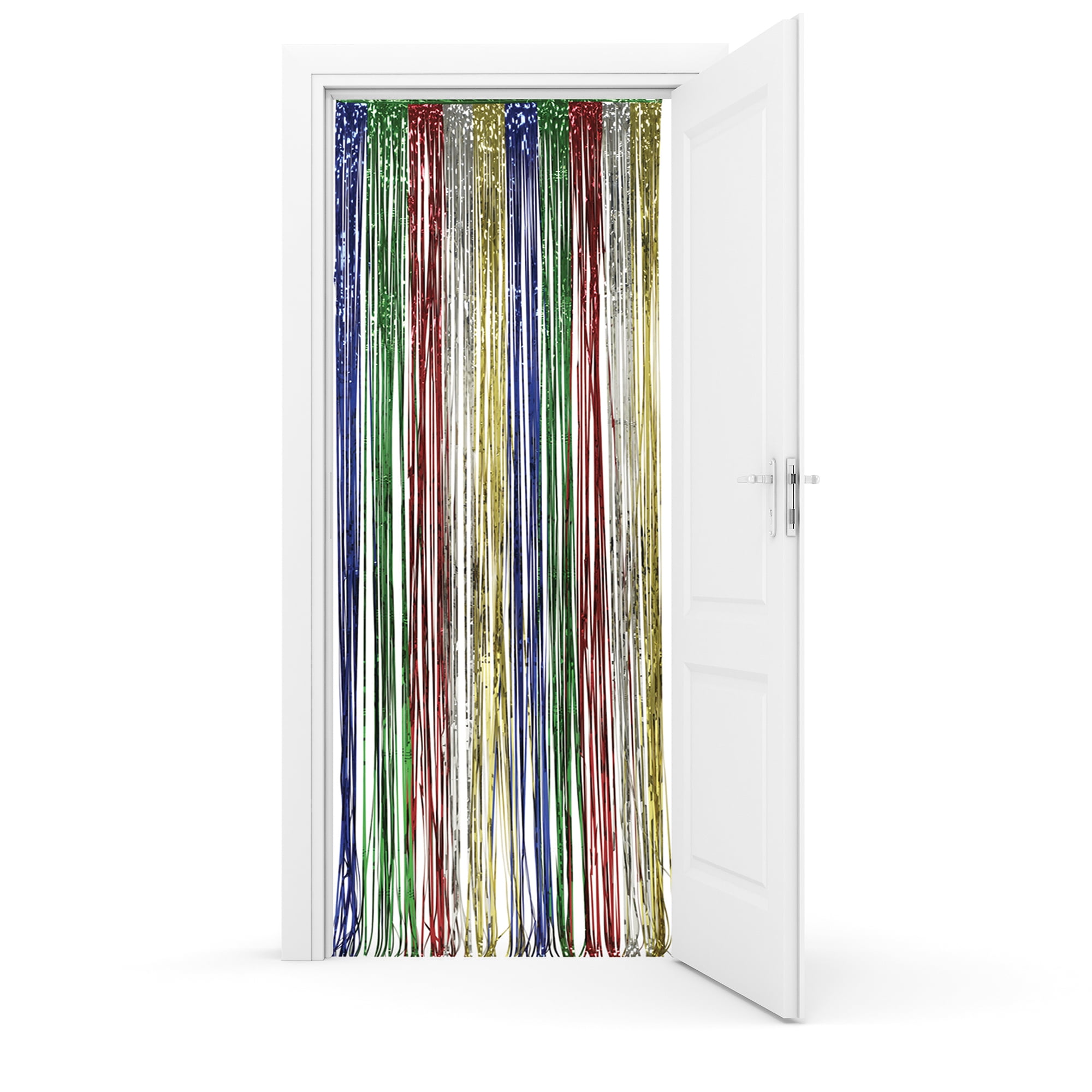Way to Celebrate 8' x 3' Multicolor Foil Fringe Door Curtain for Parties, 2 Count